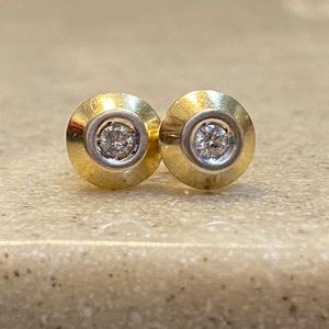 14K Bezel Set Diamond Stud Earrings